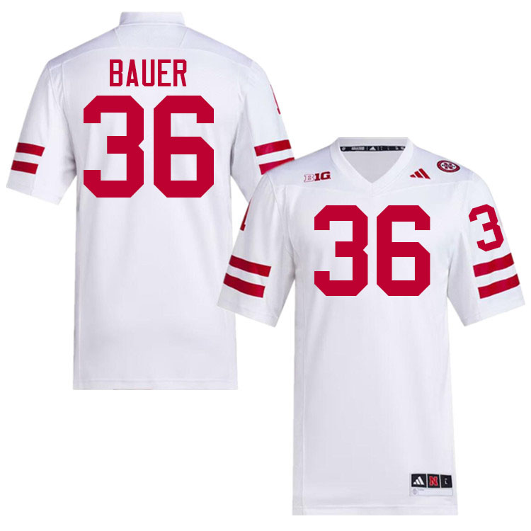 Nebraska Cornhuskers #36 Rowdy Bauer College Football Jerseys Stitched-White Nebraska Cornhuskers #36 Rowdy Bauer College Football Jerseys Stitched-White